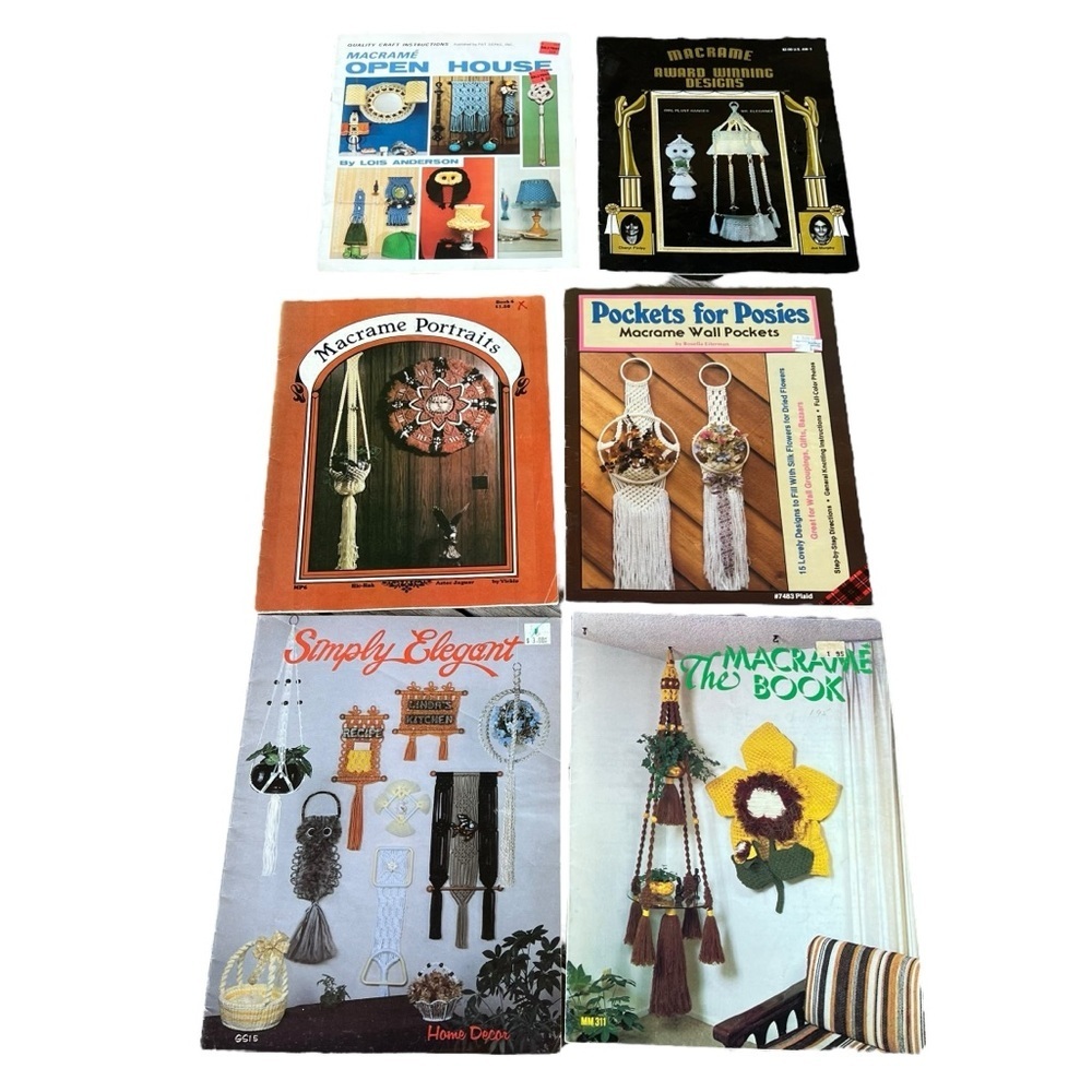VTG 6-Piece Macrame Booklets Patterns and Instructions Wall Decor Plant Hangers